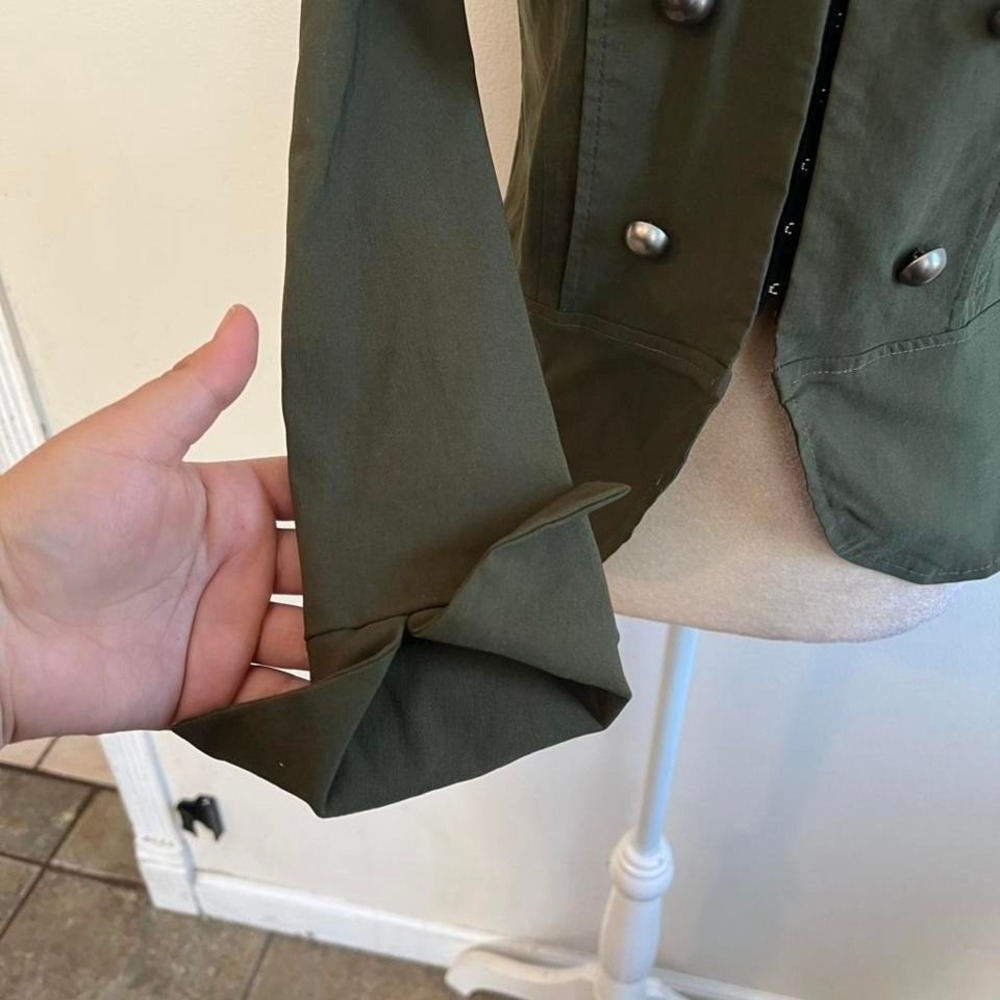 French Kiss Womens Military Jacket Olive Green Double Breasted Blazer Size M - Picture 3 of 7
